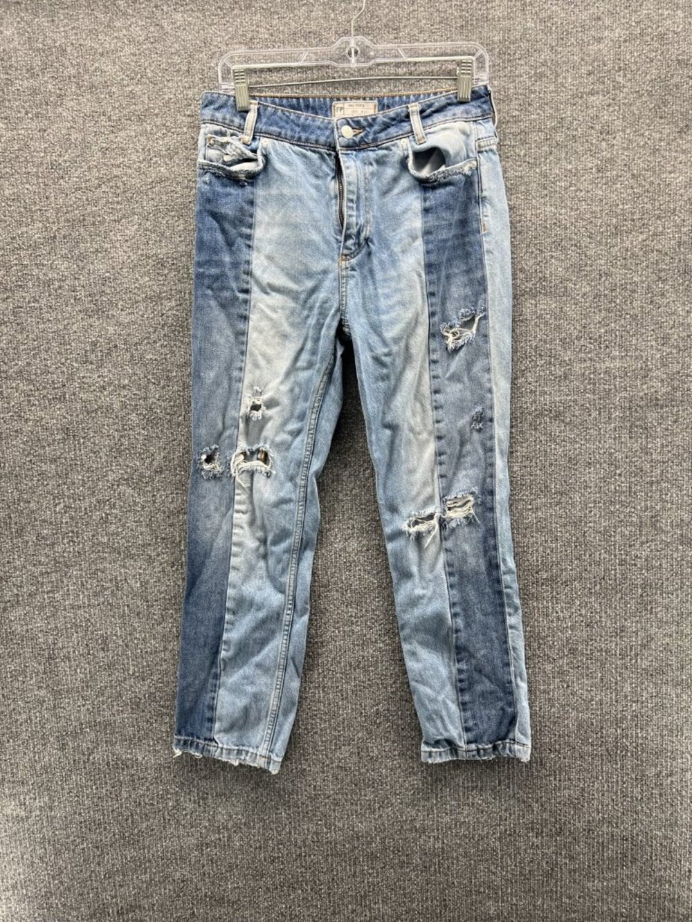Free People Jeans Womens 27 Blue Patchwork Distressed Relaxed Boho Denim Pants